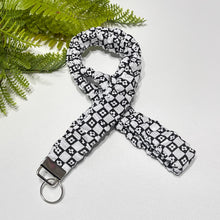 Load image into Gallery viewer, Gingham Scrunchie Lanyard - Cotton Keychain Holder &amp; Badge Strap