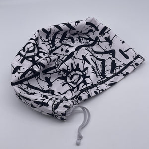 Niceroy SCRUB HAT CAP, black white Europe Euro style nursing caps, healthcare hats protective hair covers, nurse gift.