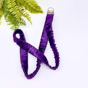 Handmade Satin Scrunchie Lanyard Keychain: Solid and Floral Silk Prints