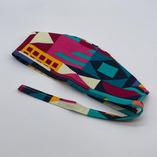 Load image into Gallery viewer, Multicolored geometric unisex pixie Men surgical SCRUB HAT CAP, nursing caps, tie back cap, satin lining option African print men scrub cap