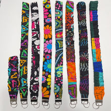 Load image into Gallery viewer, Handmade Cotton Scrunchie Lanyard Keychain Set: Floral Teacher ID Badge Holder