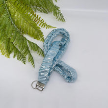 Load image into Gallery viewer, Scrunchie Lanyard Keychain – Handmade Metallic &amp; Iridescent Fabric Set