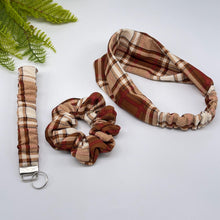 Load image into Gallery viewer, Plaid Headband, Scrunchie &amp; Lanyard Set: Handmade Fabric Accessories
