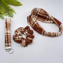Load image into Gallery viewer, Plaid Headband, Scrunchie &amp; Lanyard Set: Handmade Fabric Accessories