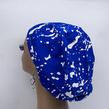 Load image into Gallery viewer, Niceroy Satin Lined Surgical SCRUB CAP Royal blue and white Europe style nursing caps African print fabric and