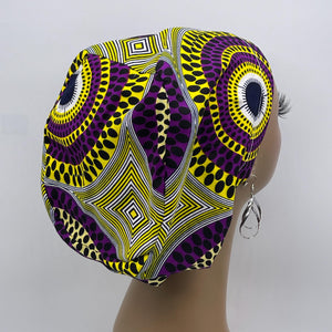 Niceroy Satin Lined Surgical SCRUB CAP purple Yellow Ankara Europe style nursing caps African print fabric and .