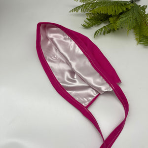 Niceroy MEN unisex pixie surgical SCRUB HAT Cap, nursing caps, tie back cap, satin lining option hot pink cotton fabric