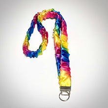 Load image into Gallery viewer, Handmade Scrunchie Lanyard and Keychain: cotton Silk and stretchy Fabrics.