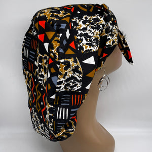 Ponytail hat PONY SCRUB CAP, yellow black brown orange surgical scrub hat nursing caps and satin lining option for locs, braid, long hair