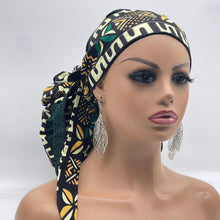 Load image into Gallery viewer, 2XL JUMBO PONY Scrub Cap, Black green cream surgical nursing hat and satin lining option for Extra long/thick Hair/Locs