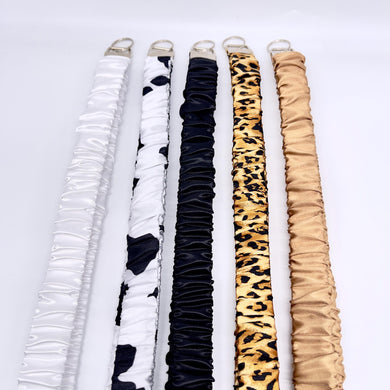 Handmade Satin Scrunchie Lanyard Keychain: Solid and animal Silk Prints