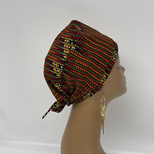 Niceroy unisex pixie surgical SCRUB HAT CAP, nursing caps, tie back cap, satin lining option African print men scrub cap