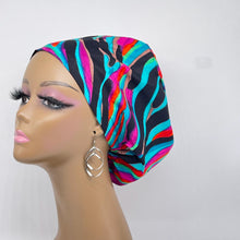 Load image into Gallery viewer, Ankara Surgical Scrub Cap – Adjustable African Print Cotton Nursing Hat with Mask Buttons