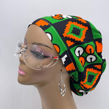 Load image into Gallery viewer, Niceroy Satin Lined SCRUB HAT CAP, Green Orange Black White Europe Euro style nursing caps, healthcare hats protective hair covers, nurse gift.