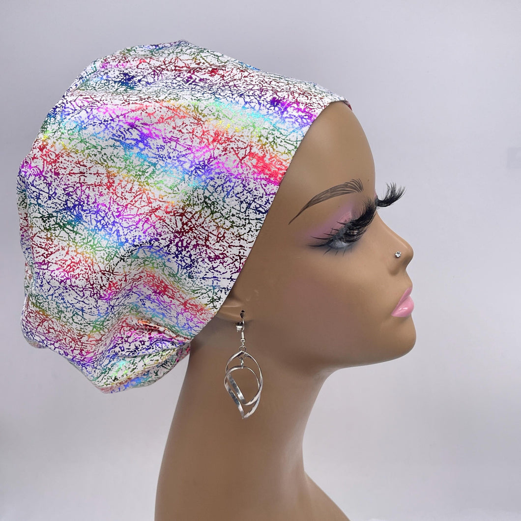 Niceroy Surgical SCRUB CAP metallic rainbow colorful Europe style nursing caps fabric and satin lining option.