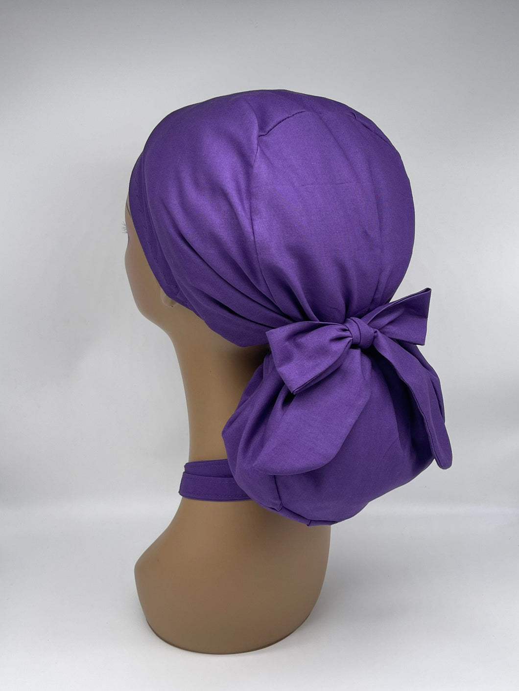 Niceroy Satin Lined Ponytail  PONY SCRUB CAP, solid cotton fabric surgical scrub hat pony nursing caps and for locs /Long Hair