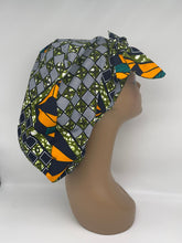 Load image into Gallery viewer, Niceroy Satin Lined Ponytail  Ankara PONY SCRUB CAP, cotton fabric surgical scrub hat nursing caps and for locs /Long Hair