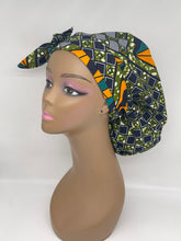 Load image into Gallery viewer, Niceroy Satin Lined Ponytail  Ankara PONY SCRUB CAP, cotton fabric surgical scrub hat nursing caps and for locs /Long Hair