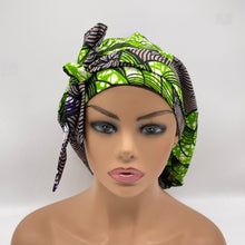 Load image into Gallery viewer, Niceroy Satin Lined Ponytail  Ankara PONY SCRUB CAP, cotton fabric surgical scrub hat pony nursing caps and for locs, braid, long hair