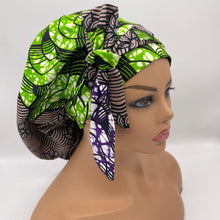 Load image into Gallery viewer, Niceroy Satin Lined Ponytail  Ankara PONY SCRUB CAP, cotton fabric surgical scrub hat pony nursing caps and for locs, braid, long hair