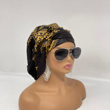 Load image into Gallery viewer, Niceroy Satin Lined Ponytail  Ankara PONY SCRUB CAP, brown cotton fabric surgical scrub hat nursing caps and for locs /Long Hair