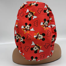 Load image into Gallery viewer, Niceroy Satin Lined Ponytail   SCRUB CAP Mickey and Minnie Mouse surgical scrub hat nursing caps, for long hair