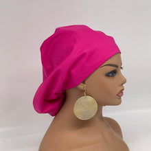 Load image into Gallery viewer, Satin Lined Niceroy solid Hot PINK SCRUB Hat, Europe style surgical scrub hat nursing Medical caps satin lining option scrub cap scrub