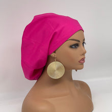 Load image into Gallery viewer, Satin Lined Niceroy solid Hot PINK SCRUB Hat, Europe style surgical scrub hat nursing Medical caps satin lining option scrub cap scrub