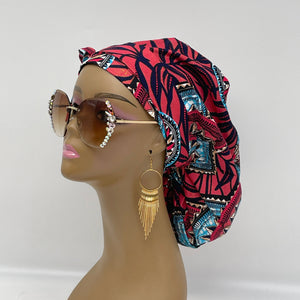 Niceroy Satin Lined Ponytail  Ankara PONY SCRUB CAP, blue, pink black Ankara cotton fabric surgical scrub hat, pony nursing caps for locs, braid, long hair