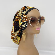 Load image into Gallery viewer, Niceroy Satin Lined Ponytail  PONY SCRUB CAP, Melanin colors Ankara cotton fabric surgical scrub hat pony nursing caps, for locs/Long Hair