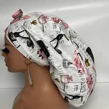 Load image into Gallery viewer, Niceroy Satin Lined Ponytail   PONY SCRUB CAP, off white black pink cotton fabric surgical scrub hat nursing caps  for Long Thick Hair