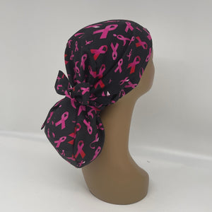 Niceroy Satin Lined Ponytail  PONY SCRUB CAP, Breast Cancer awareness pink ribbon cotton fabric surgical scrub hat black nursing caps, for locs/Long Hair