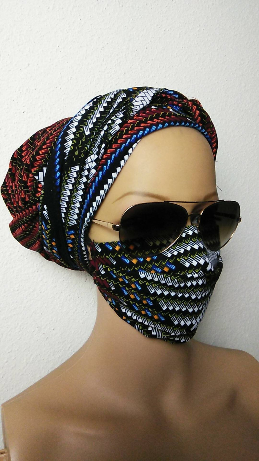 Niceroy African print face mask and head wrap to match Face mask  Ankara face mask Head wrap facemask dust mask