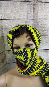 Facemask and head wrap to match, face masks Ankara facemask Ankara African print head wrap African print face mask with filter pocket