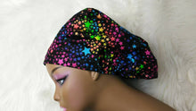 Load image into Gallery viewer, Niceroy SCRUB HAT CAP, Adjustable surgical rainbow stars scrub hat Europe style nursing caps cotton fabric and satin lining option