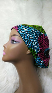 Surgical SCRUB HAT CAP, Ankara Europe style nursing caps, 100% cotton fabric, satin lining option blue pink green nsubura  African Print