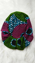 Load image into Gallery viewer, Surgical SCRUB HAT CAP, Ankara Europe style nursing caps, 100% cotton fabric, satin lining option blue pink green nsubura  African Print