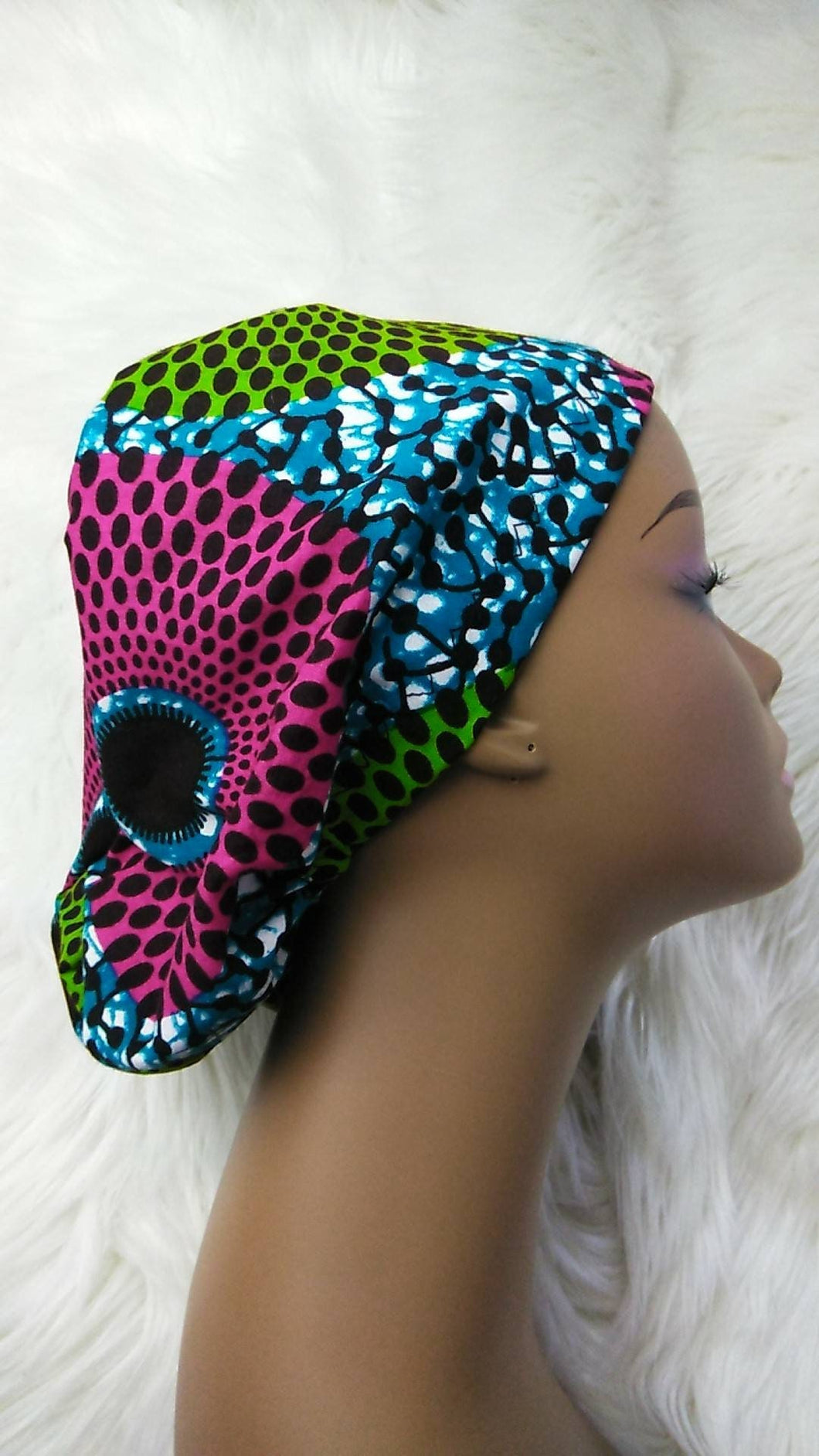 Surgical SCRUB HAT CAP, Ankara Europe style nursing caps, 100% cotton fabric, satin lining option blue pink green nsubura  African Print