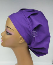 Load image into Gallery viewer, Niceroy PURPLE Surgical Scrub Hat,  BOUFFANT Nursing Scrub Cap Silk satin lining option
