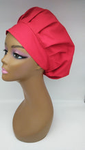 Load image into Gallery viewer, Niceroy RED Surgical Scrub Hat,  BOUFFANT Nursing Scrub Cap Silk satin lining option