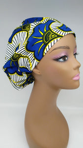 Niceroy surgical SCRUB HAT CAP,  Ankara Europe style nursing caps made with 100% cotton fabric and satin lining option African Print NRSC81