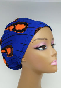 Niceroy surgical SCRUB HAT CAP,  Ankara Europe style nursing caps made with 100% cotton fabric and satin lining option African Print NRSC80