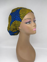 Load image into Gallery viewer, Niceroy surgical SCRUB HAT CAP,  Ankara Europe style nursing caps made with African print fabric and satin lining option bonnet