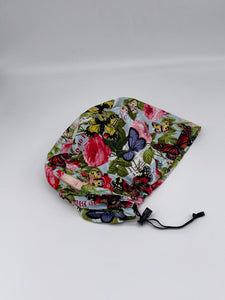 Niceroy surgical SCRUB HAT CAP, Europe style nursing caps made with floral butterfly Cotton fabric and satin lining option bonnet chemo hat
