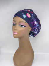 Load image into Gallery viewer, Niceroy surgical SCRUB HAT CAP, Europe style nursing caps made with Galaxy print cotton fabric and satin lining option bonnet