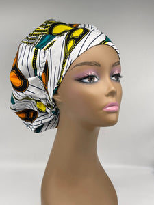 Niceroy SCRUB HAT CAP, Bouffant Nursing surgical scrub hat caps made with 100% cotton African print fabric and satin lining option