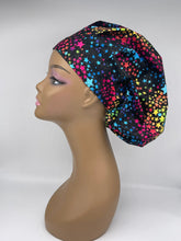 Load image into Gallery viewer, Niceroy BOUFFANT SCRUB CAP,  Nursing surgical rainbow stars scrub caps Hat, cotton African print fabric and satin lining option