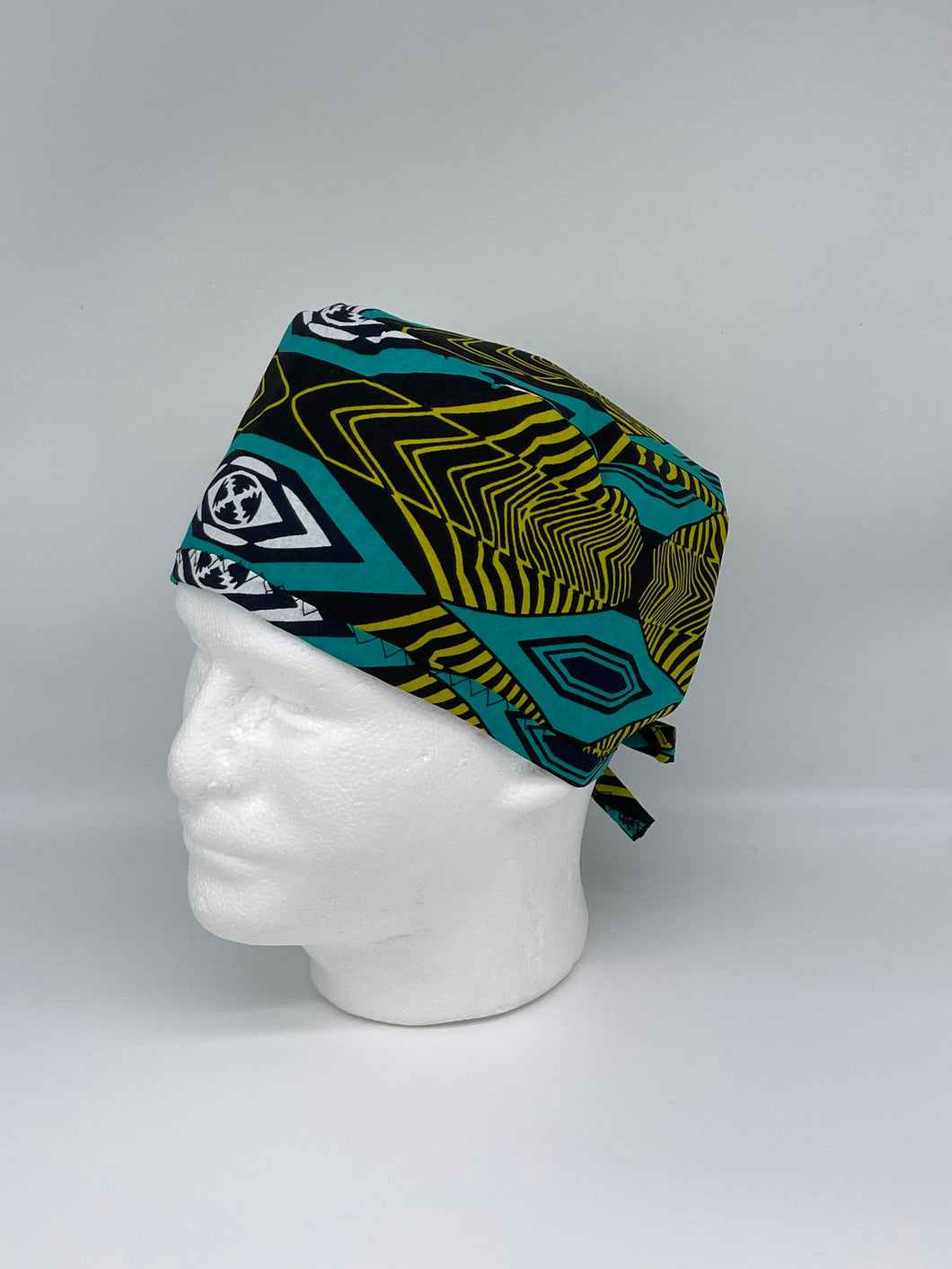Niceroy unisex surgical pixie SCRUB HAT Cap, nursing caps made with cotton fabric and satin lining option African print men scrub cap