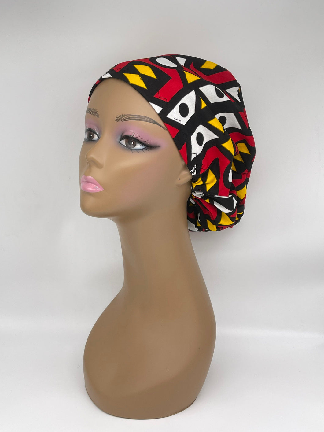 Niceroy surgical SCRUB HAT CAP,  Ankara Europe style nursing caps made with African fabric and satin lining option Angola Samakaka