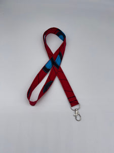 Niceroy Red and Blue Fabric Lanyard, badge lanyard, nurse lanyard, teacher lanyard, badge holder, ID badge holder, key chain, key Fob